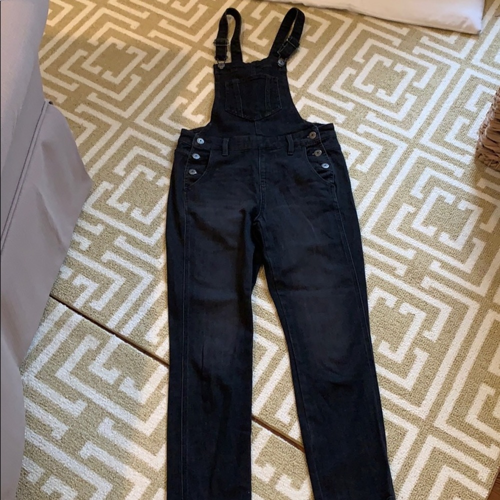 Old navy black washed overalls size 2p